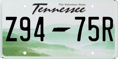 TN license plate Z9475R
