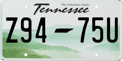 TN license plate Z9475U