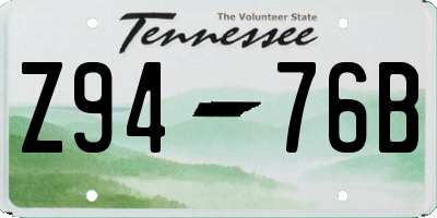 TN license plate Z9476B