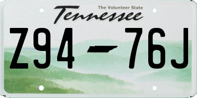TN license plate Z9476J