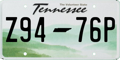 TN license plate Z9476P