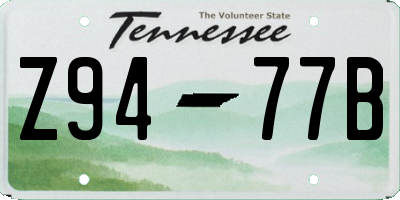 TN license plate Z9477B