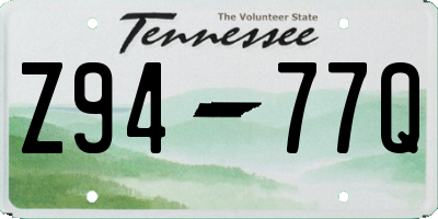 TN license plate Z9477Q