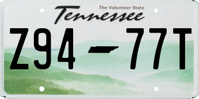 TN license plate Z9477T