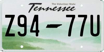 TN license plate Z9477U