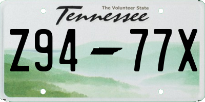 TN license plate Z9477X