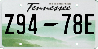 TN license plate Z9478E