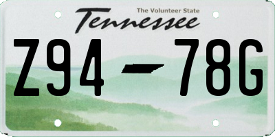 TN license plate Z9478G