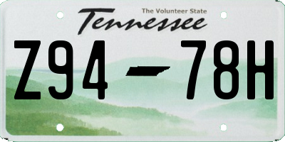 TN license plate Z9478H