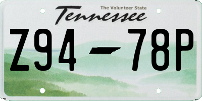 TN license plate Z9478P