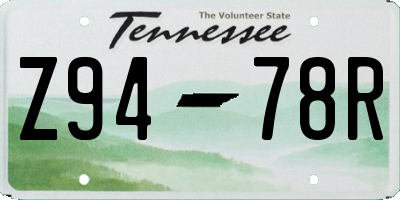 TN license plate Z9478R