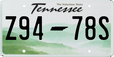 TN license plate Z9478S