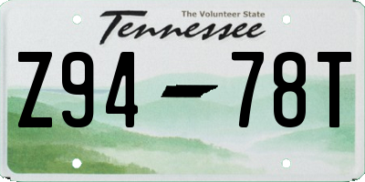 TN license plate Z9478T