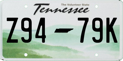 TN license plate Z9479K