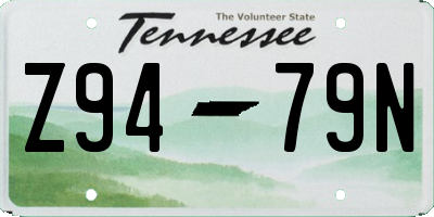 TN license plate Z9479N