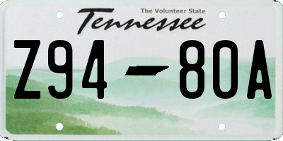 TN license plate Z9480A