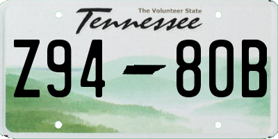 TN license plate Z9480B