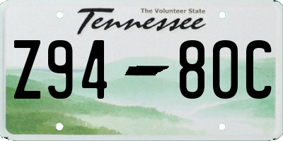 TN license plate Z9480C