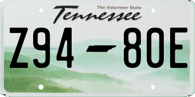 TN license plate Z9480E