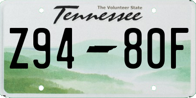 TN license plate Z9480F