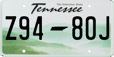 TN license plate Z9480J