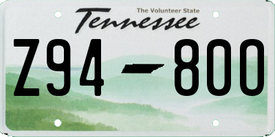 TN license plate Z9480O