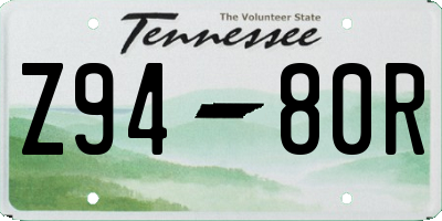 TN license plate Z9480R