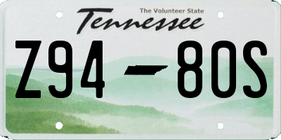 TN license plate Z9480S