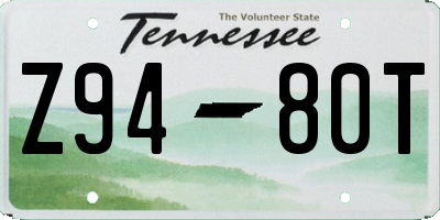 TN license plate Z9480T