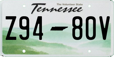 TN license plate Z9480V