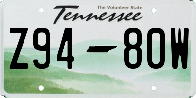 TN license plate Z9480W