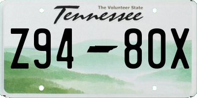 TN license plate Z9480X