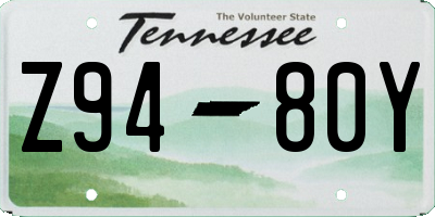 TN license plate Z9480Y