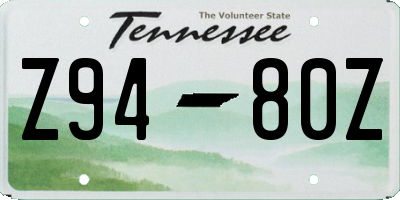 TN license plate Z9480Z