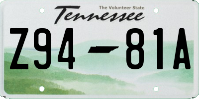 TN license plate Z9481A