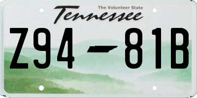 TN license plate Z9481B