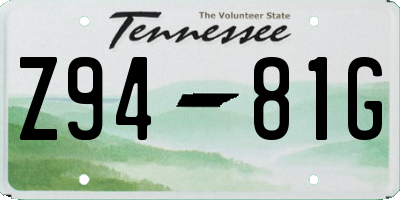 TN license plate Z9481G