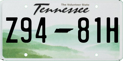 TN license plate Z9481H