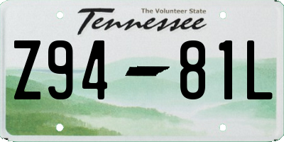 TN license plate Z9481L