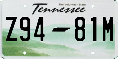 TN license plate Z9481M