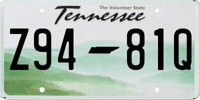 TN license plate Z9481Q