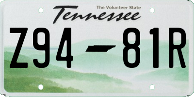 TN license plate Z9481R