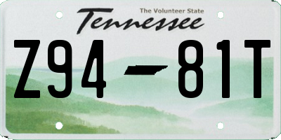 TN license plate Z9481T