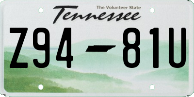 TN license plate Z9481U