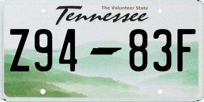 TN license plate Z9483F