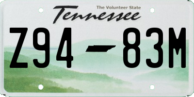 TN license plate Z9483M