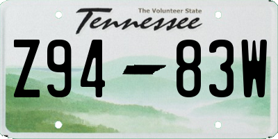 TN license plate Z9483W