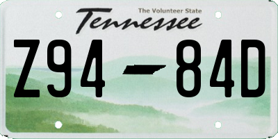 TN license plate Z9484D