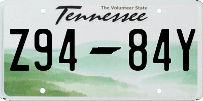 TN license plate Z9484Y