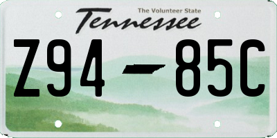 TN license plate Z9485C